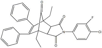 4-(4-chloro-3-fluorophenyl)-1,7-diethyl-8,9-diphenyl-4-azatricyclo[5.2.1.0~2,6~]dec-8-ene-3,5,10-trione 结构式