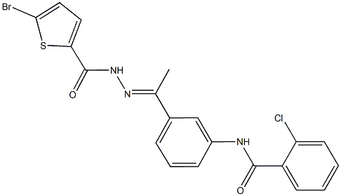 N-(3-{N-[(5-bromo-2-thienyl)carbonyl]ethanehydrazonoyl}phenyl)-2-chlorobenzamide 结构式