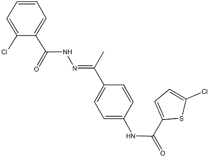 5-chloro-N-{4-[N-(2-chlorobenzoyl)ethanehydrazonoyl]phenyl}-2-thiophenecarboxamide 结构式