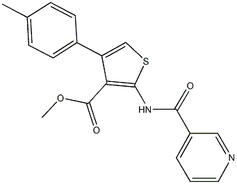 methyl 4-(4-methylphenyl)-2-[(pyridin-3-ylcarbonyl)amino]thiophene-3-carboxylate 结构式