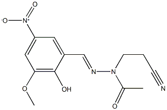 N-(2-cyanoethyl)-N'-{2-hydroxy-5-nitro-3-methoxybenzylidene}acetohydrazide 结构式