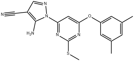 5-amino-1-[6-(3,5-dimethylphenoxy)-2-(methylsulfanyl)pyrimidin-4-yl]-1H-pyrazole-4-carbonitrile 结构式