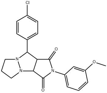 9-(4-chlorophenyl)-2-(3-methoxyphenyl)tetrahydro-5H-pyrazolo[1,2-a]pyrrolo[3,4-c]pyrazole-1,3(2H,3aH)-dione 结构式