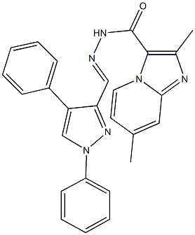 N'-[(1,4-diphenyl-1H-pyrazol-3-yl)methylene]-2,7-dimethylimidazo[1,2-a]pyridine-3-carbohydrazide 结构式