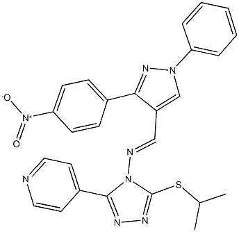 4-[4-{[(3-{4-nitrophenyl}-1-phenyl-1H-pyrazol-4-yl)methylene]amino}-5-(isopropylsulfanyl)-4H-1,2,4-triazol-3-yl]pyridine 结构式