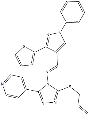 N-[3-(allylsulfanyl)-5-(4-pyridinyl)-4H-1,2,4-triazol-4-yl]-N-{[1-phenyl-3-(2-thienyl)-1H-pyrazol-4-yl]methylene}amine 结构式