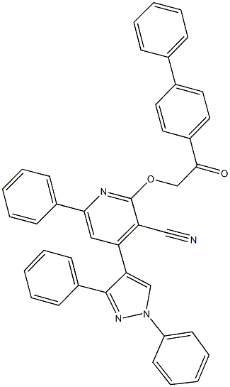 2-(2-[1,1'-biphenyl]-4-yl-2-oxoethoxy)-4-(1,3-diphenyl-1H-pyrazol-4-yl)-6-phenylnicotinonitrile 结构式