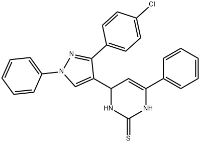 4-[3-(4-chlorophenyl)-1-phenyl-1H-pyrazol-4-yl]-6-phenyl-3,4-dihydro-2(1H)-pyrimidinethione 结构式