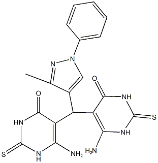 6-amino-5-[(6-amino-4-oxo-2-thioxo-1,2,3,4-tetrahydro-5-pyrimidinyl)(3-methyl-1-phenyl-1H-pyrazol-4-yl)methyl]-2-thioxo-2,3-dihydro-4(1H)-pyrimidinone 结构式