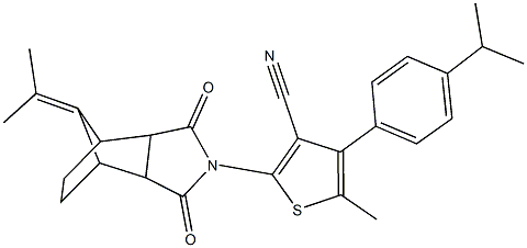 4-(4-isopropylphenyl)-5-methyl-2-[10-(1-methylethylidene)-3,5-dioxo-4-azatricyclo[5.2.1.0~2,6~]dec-4-yl]-3-thiophenecarbonitrile 结构式