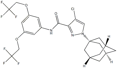 1-(1-adamantyl)-N-[3,5-bis(2,2,2-trifluoroethoxy)phenyl]-4-chloro-1H-pyrazole-3-carboxamide 结构式