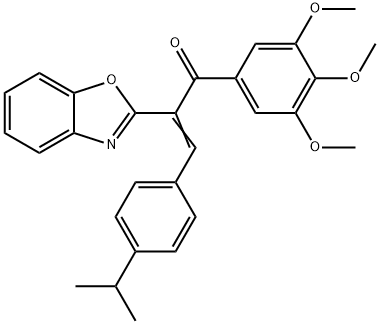 2-(1,3-benzoxazol-2-yl)-3-(4-isopropylphenyl)-1-(3,4,5-trimethoxyphenyl)-2-propen-1-one 结构式