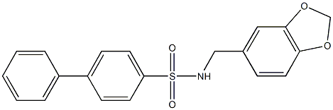 N-(1,3-benzodioxol-5-ylmethyl)[1,1'-biphenyl]-4-sulfonamide 结构式