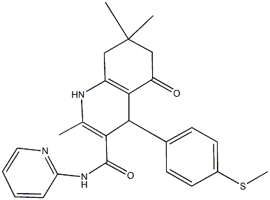 2,7,7-trimethyl-4-[4-(methylsulfanyl)phenyl]-5-oxo-N-pyridin-2-yl-1,4,5,6,7,8-hexahydroquinoline-3-carboxamide 结构式