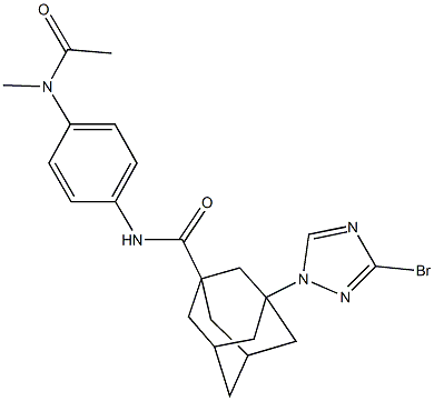 N-{4-[acetyl(methyl)amino]phenyl}-3-(3-bromo-1H-1,2,4-triazol-1-yl)-1-adamantanecarboxamide 结构式