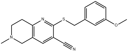 2-[(3-methoxybenzyl)sulfanyl]-6-methyl-5,6,7,8-tetrahydro[1,6]naphthyridine-3-carbonitrile 结构式