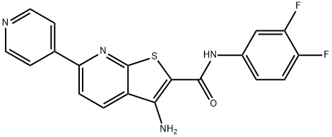 3-amino-N-(3,4-difluorophenyl)-6-(4-pyridinyl)thieno[2,3-b]pyridine-2-carboxamide 结构式