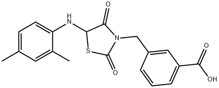 3-{[5-(2,4-dimethylanilino)-2,4-dioxo-1,3-thiazolidin-3-yl]methyl}benzoic acid 结构式