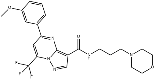 5-(3-methoxyphenyl)-N-[3-(4-morpholinyl)propyl]-7-(trifluoromethyl)pyrazolo[1,5-a]pyrimidine-3-carboxamide 结构式