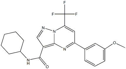 N-cyclohexyl-5-(3-methoxyphenyl)-7-(trifluoromethyl)pyrazolo[1,5-a]pyrimidine-3-carboxamide 结构式