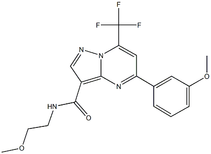 N-(2-methoxyethyl)-5-(3-methoxyphenyl)-7-(trifluoromethyl)pyrazolo[1,5-a]pyrimidine-3-carboxamide 结构式