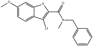 N-benzyl-3-chloro-6-methoxy-N-methyl-1-benzothiophene-2-carboxamide 结构式