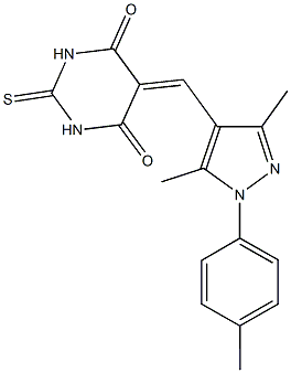 5-{[3,5-dimethyl-1-(4-methylphenyl)-1H-pyrazol-4-yl]methylene}-2-thioxodihydro-4,6(1H,5H)-pyrimidinedione 结构式