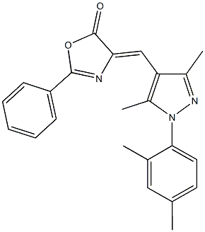 4-{[1-(2,4-dimethylphenyl)-3,5-dimethyl-1H-pyrazol-4-yl]methylene}-2-phenyl-1,3-oxazol-5(4H)-one 结构式