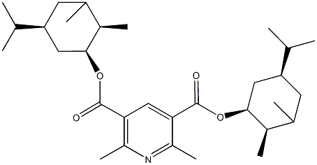 bis(5-isopropyl-2,3-dimethylcyclohexyl) 2,6-dimethyl-3,5-pyridinedicarboxylate 结构式