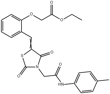 ethyl [2-({2,4-dioxo-3-[2-oxo-2-(4-toluidino)ethyl]-1,3-thiazolidin-5-ylidene}methyl)phenoxy]acetate 结构式