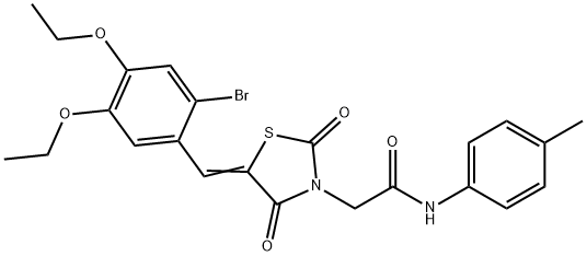 2-[5-(2-bromo-4,5-diethoxybenzylidene)-2,4-dioxo-1,3-thiazolidin-3-yl]-N-(4-methylphenyl)acetamide 结构式