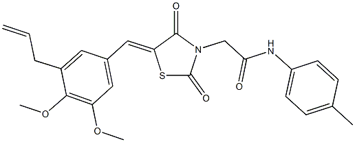 2-[5-(3-allyl-4,5-dimethoxybenzylidene)-2,4-dioxo-1,3-thiazolidin-3-yl]-N-(4-methylphenyl)acetamide 结构式