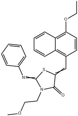 5-[(4-ethoxy-1-naphthyl)methylene]-3-(2-methoxyethyl)-2-(phenylimino)-1,3-thiazolidin-4-one 结构式
