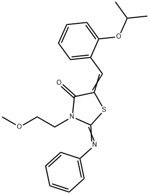 5-(2-isopropoxybenzylidene)-3-(2-methoxyethyl)-2-(phenylimino)-1,3-thiazolidin-4-one 结构式