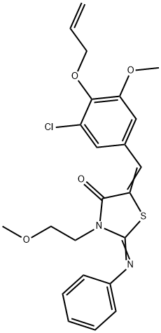 5-[4-(allyloxy)-3-chloro-5-methoxybenzylidene]-3-(2-methoxyethyl)-2-(phenylimino)-1,3-thiazolidin-4-one 结构式