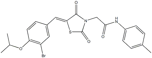 2-[5-(3-bromo-4-isopropoxybenzylidene)-2,4-dioxo-1,3-thiazolidin-3-yl]-N-(4-methylphenyl)acetamide 结构式