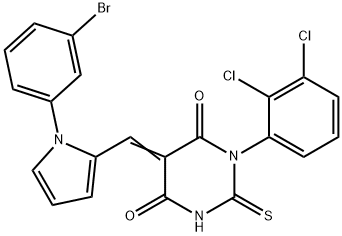 5-{[1-(3-bromophenyl)-1H-pyrrol-2-yl]methylene}-1-(2,3-dichlorophenyl)-2-thioxodihydro-4,6(1H,5H)-pyrimidinedione 结构式