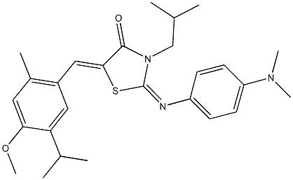 2-{[4-(dimethylamino)phenyl]imino}-3-isobutyl-5-(5-isopropyl-4-methoxy-2-methylbenzylidene)-1,3-thiazolidin-4-one 结构式