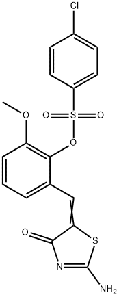 2-[(2-imino-4-oxo-1,3-thiazolidin-5-ylidene)methyl]-6-methoxyphenyl 4-chlorobenzenesulfonate 结构式