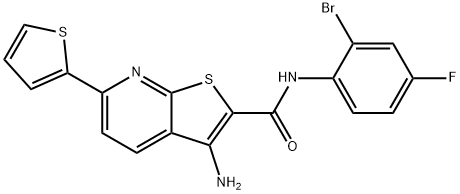 3-amino-N-(2-bromo-4-fluorophenyl)-6-thien-2-ylthieno[2,3-b]pyridine-2-carboxamide 结构式