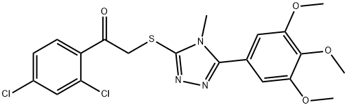 1-(2,4-dichlorophenyl)-2-{[4-methyl-5-(3,4,5-trimethoxyphenyl)-4H-1,2,4-triazol-3-yl]sulfanyl}ethanone 结构式