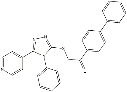 1-[1,1'-biphenyl]-4-yl-2-{[4-phenyl-5-(4-pyridinyl)-4H-1,2,4-triazol-3-yl]sulfanyl}ethanone 结构式