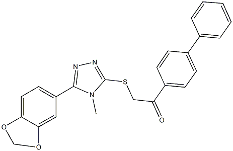 2-{[5-(1,3-benzodioxol-5-yl)-4-methyl-4H-1,2,4-triazol-3-yl]sulfanyl}-1-[1,1'-biphenyl]-4-ylethanone 结构式