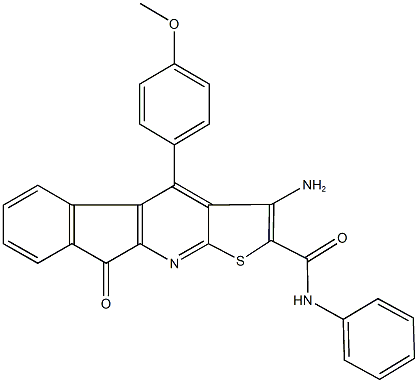 3-amino-4-(4-methoxyphenyl)-9-oxo-N-phenyl-9H-indeno[2,1-b]thieno[3,2-e]pyridine-2-carboxamide 结构式