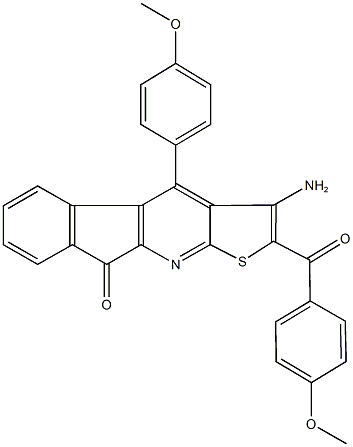 3-amino-2-(4-methoxybenzoyl)-4-(4-methoxyphenyl)-9H-indeno[2,1-b]thieno[3,2-e]pyridin-9-one 结构式