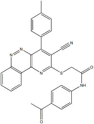 N-(4-acetylphenyl)-2-{[3-cyano-4-(4-methylphenyl)pyrido[3,2-c]cinnolin-2-yl]sulfanyl}acetamide 结构式