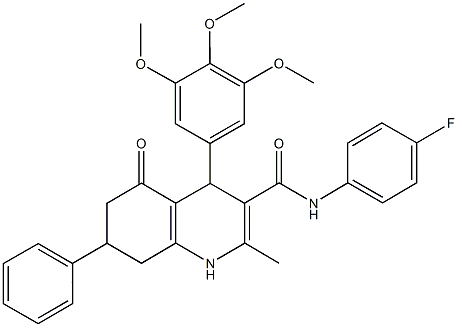 N-(4-fluorophenyl)-2-methyl-5-oxo-7-phenyl-4-(3,4,5-trimethoxyphenyl)-1,4,5,6,7,8-hexahydro-3-quinolinecarboxamide 结构式