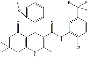 N-[2-chloro-5-(trifluoromethyl)phenyl]-4-(2-methoxyphenyl)-2,7,7-trimethyl-5-oxo-1,4,5,6,7,8-hexahydro-3-quinolinecarboxamide 结构式