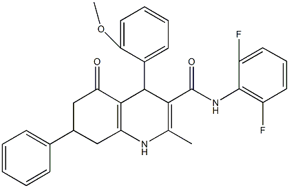 N-(2,6-difluorophenyl)-4-(2-methoxyphenyl)-2-methyl-5-oxo-7-phenyl-1,4,5,6,7,8-hexahydro-3-quinolinecarboxamide 结构式