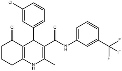 4-(3-chlorophenyl)-2-methyl-5-oxo-N-[3-(trifluoromethyl)phenyl]-1,4,5,6,7,8-hexahydro-3-quinolinecarboxamide 结构式